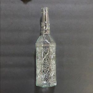 Ornate Tall Clear Glass Octagonal Bottle